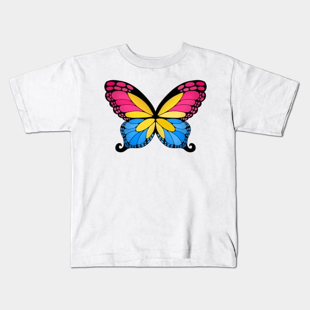 Butterfly Wings Pan Pride Flag Kids T-Shirt by MidnightRose77